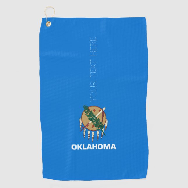 Serviette De Golf Oklahoma State Flag Concevez votre texte sur un  (Devant)