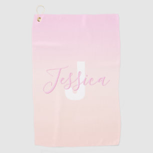 Serviette De Golf Ombre de couleur rose pâle et rose pâle Nom et mon