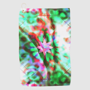 Serviette De Golf Ombres étoilées sur des taches vertes fleuries, ro