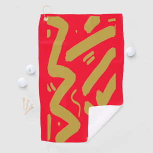 Serviette De Golf Or et rouge tribal