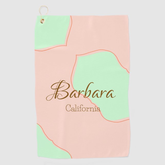 Serviette De Golf Orange green pastel boho add name place rustic ele (Devant)