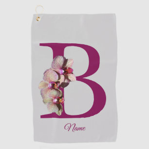 Serviette De Golf Orchidée Élégant Monogramme Initiale B Personnalis