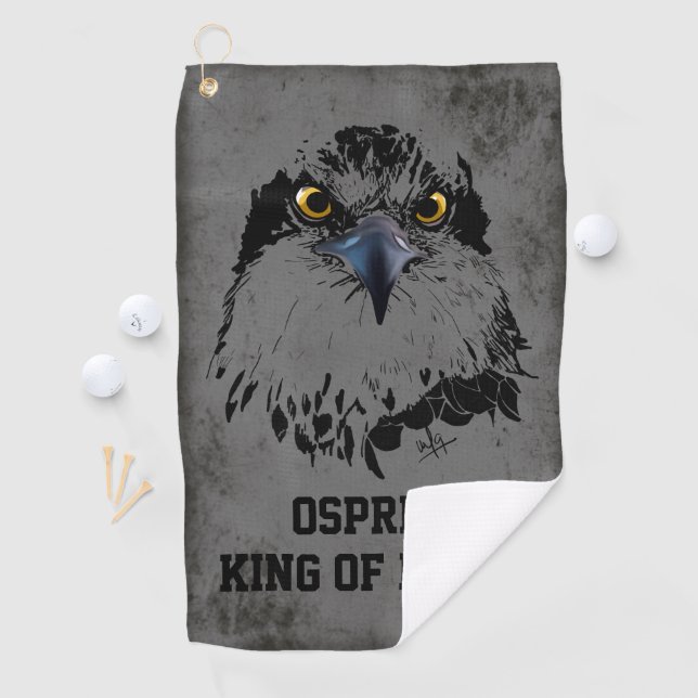 Serviette De Golf Osprey King of Birds Illustration Gris foncé Grung (En situation)