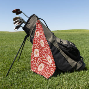 Serviette De Golf Owen Jones Ornement Chinois Fleurs Rouges et Blanc