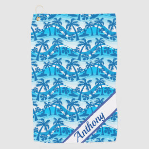 Serviette De Golf Palmiers et surfeurs personnalisés 