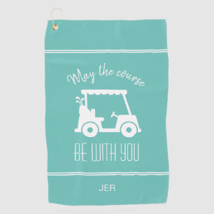 Serviette De Golf Panier de golf sarcelle mignon avec citation de go