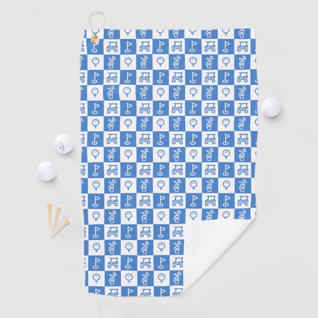 Serviette De Golf Panneau de contrôle bleu et blanc (En situation)