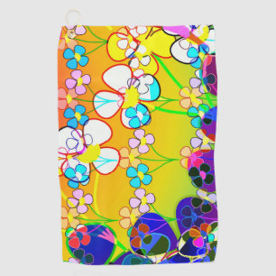 Serviette De Golf Pansies rétro-électriques à fleurs