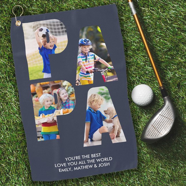 Serviette De Golf PAPA Photo Collage Lettre découpée Personnalisée (Créateur téléchargé)