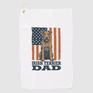 Serviette De Golf Papa Terrier Irlandais Patriotique Vintage