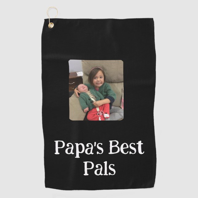 Serviette De Golf Papa's Best Pal(s) Photo Black (Devant)