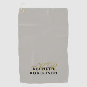 Serviette De Golf Papier à lettres minimaliste gris or noir Hommes N