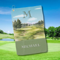 Papier aquarelle Terrain de golf Monogramme Nom