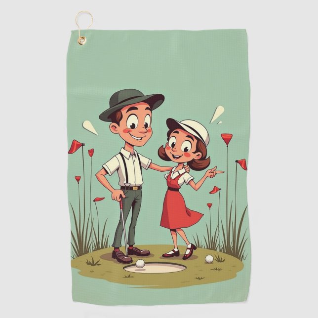 Serviette De Golf Parcours de golf Cartoon Golf Towne (Devant)