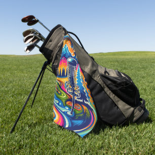 Serviette De Golf Parcours de golf sur disque psychédélique dans les