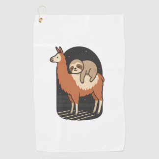 Serviette De Golf Paresseux chevauchant un lama