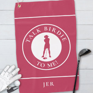 Serviette De Golf Parlez Birdie à moi Funny Golfer Silhouette Magent