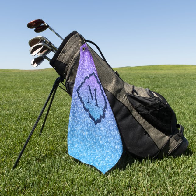 Serviette De Golf Parties scintillant bleue et violette (Vert)