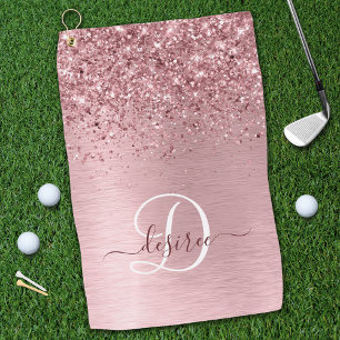 Serviette De Golf Parties scintillant en métal brossé rose pâle Nom 