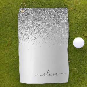 Serviette De Golf Parties scintillant Monogramme Argent Sparkle Girl