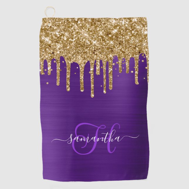 Serviette De Golf Parties scintillant royale violet monogramme de go (Devant)