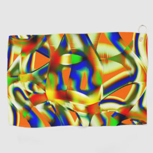 Serviette De Golf Patches de couleur sur bandes beiges incurvées