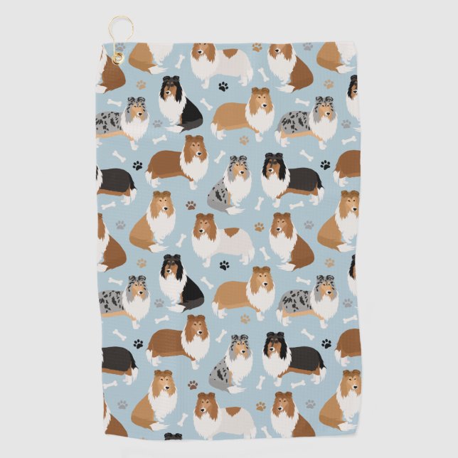 Serviette De Golf Pâtes et os de collie rugueux (Devant)