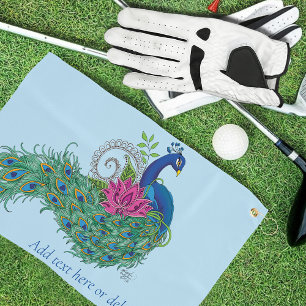 Serviette De Golf Peacock Blue Lotus Fleur Henné