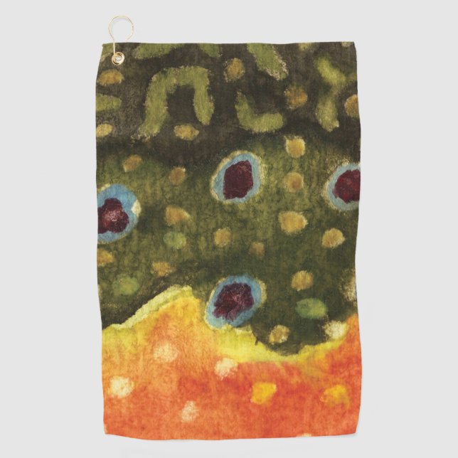 Serviette De Golf Pêche à l'omble de fontaine Cool (Devant)
