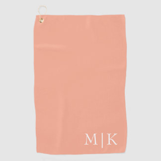Serviette De Golf Pêche et blanc | Monogramme moderne