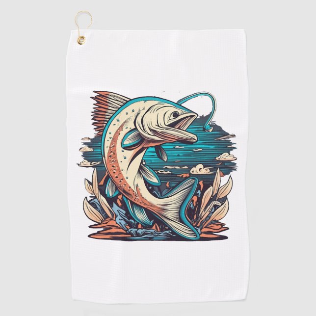 Serviette De Golf Pêche Love Poisson (Devant)