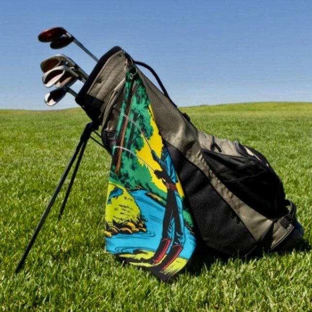 Serviette De Golf Pêcheur sur la rive  (Fisherman on Riverbank Golf Towel Golfer Gift Custom Sports Gear)