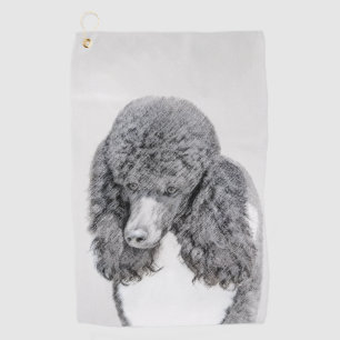 Serviette De Golf Peinture à pantalon noir ordinaire de caniche - a