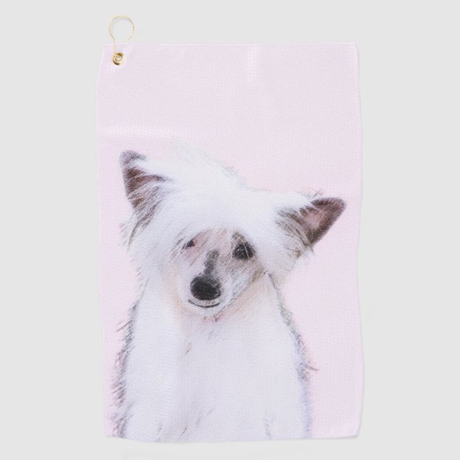 Serviette De Golf Peinture chinoise en poudre - Art Chien (Devant)