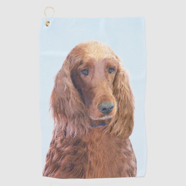 Serviette De Golf Peinture de Setter irlandais - Joli art original d (Devant)