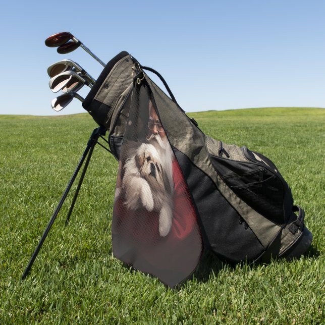 Serviette De Golf Pekingese avec le Père Noël Festif Noël (Vert)