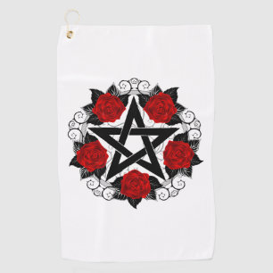 Serviette De Golf Pentagramme aux roses rouges