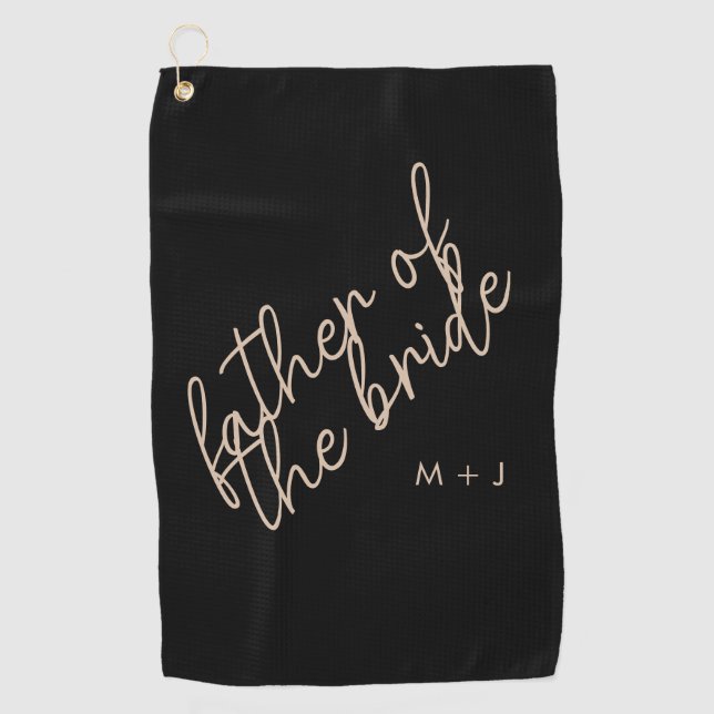 Serviette De Golf Père moderne de la mariée | Beige + noir (Devant)