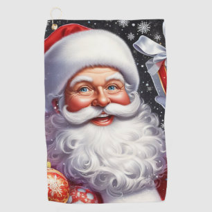 Serviette De Golf Père Noël classique avec présent & ornements