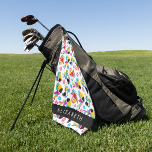 Serviette De Golf Perroquets colorés, perroquets tropicaux, Votre No