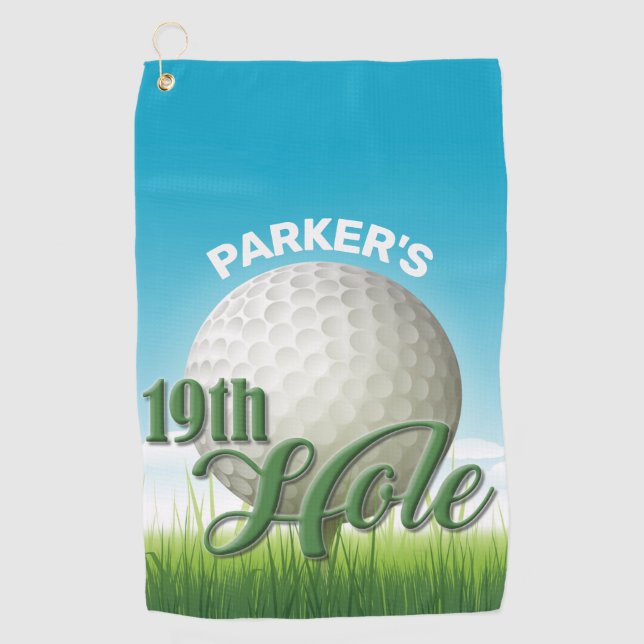 Serviette De Golf PERSONALIZED NAME Golfer Golf Pro Ball 19th Hole (Devant)