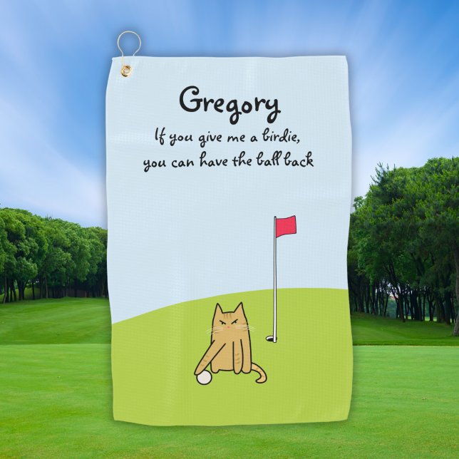 Serviette De Golf Personnalisé Drôle Cartoon Chat Plaisanterie Golf (Créateur téléchargé)