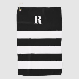Serviette De Golf Personnalisé noir et blanc rayé