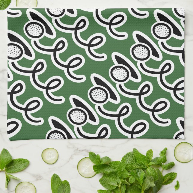 Serviette de golf personnalisée avec motif de golf (Plié)