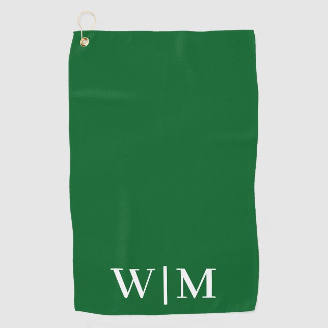 Serviette de golf personnalisée blanche et verte (Devant)