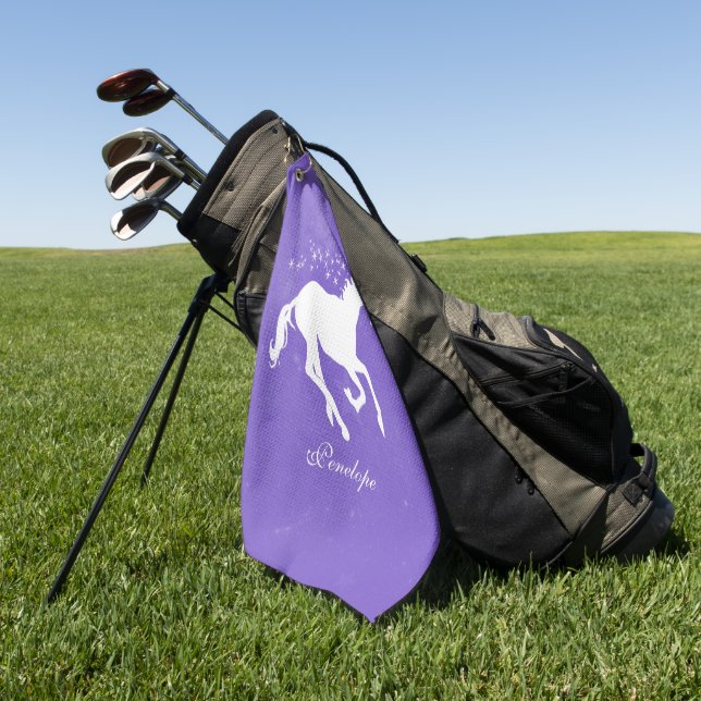 Serviette de golf personnalisée de Purple Unicorn (Vert)