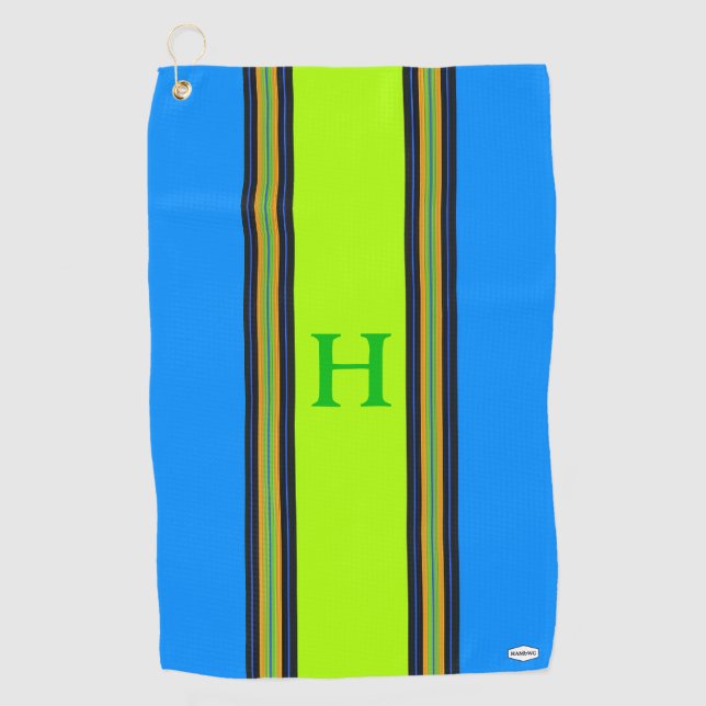 Serviette de golf personnalisée en bleu et en citr (Devant)
