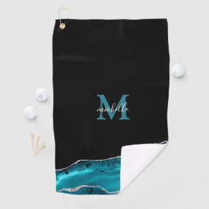Serviette de golf personnalisée Glam Turquoise & 