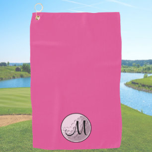 Serviette de golf personnalisée monogramme rose in