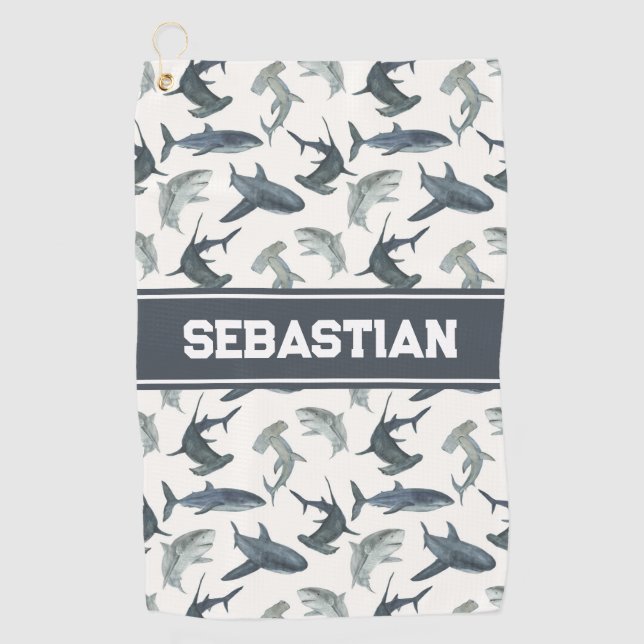 Serviette de golf personnalisée pour requin | Requ (Devant)